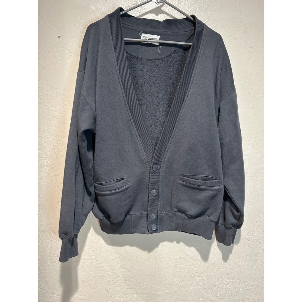 Cheetah by Mervyns Women Charcoal Gray Fleece Button‎ Front V-Neck Cardigan L